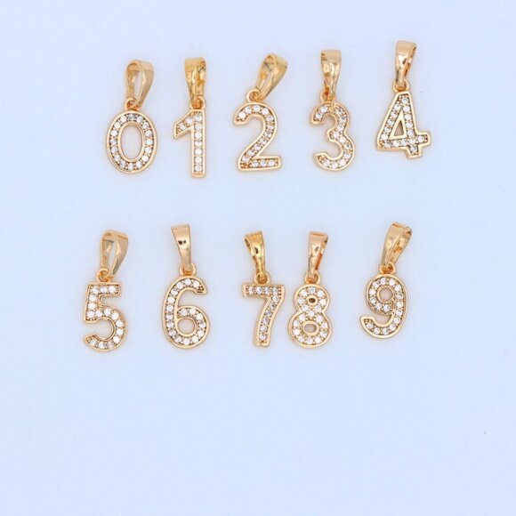 "Rose Gold Number 9 Pendant with Crystals – 18K Gold Plated Charm, XPPT1349 - Picture 10 of 13